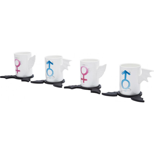 Kare Design - Set De 4 Tasses A Café En Porcelaine Blanche GENERA - Mobilier Deco