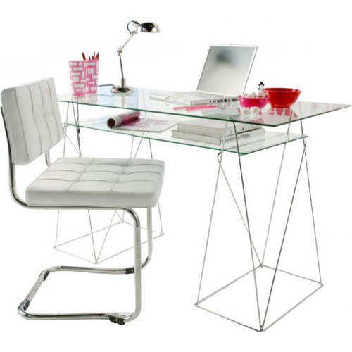 Kare Design - Bureau en verre double plateaux Byblos - Bien chez soi : la sélection meuble et déco