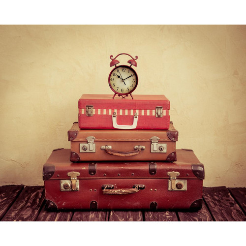 3S. x Home - Tableau Voyage Suitcases Travel 50x50 - Tableau, toile