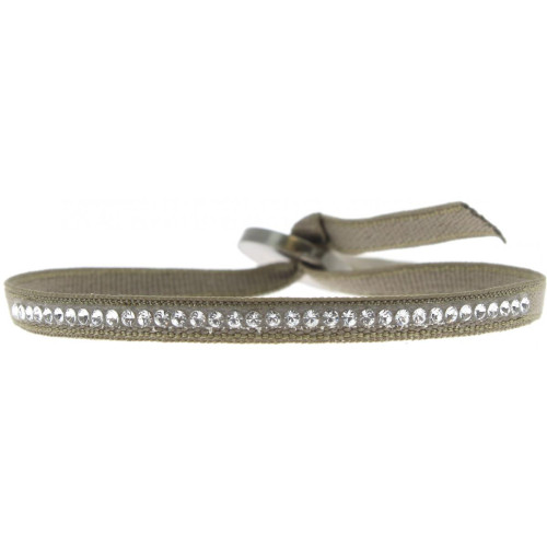 Les Interchangeables - Bracelet Les Interchangeables A17648 - Bracelet Tissu Vert Cristaux Swarovski - Bracelet femme