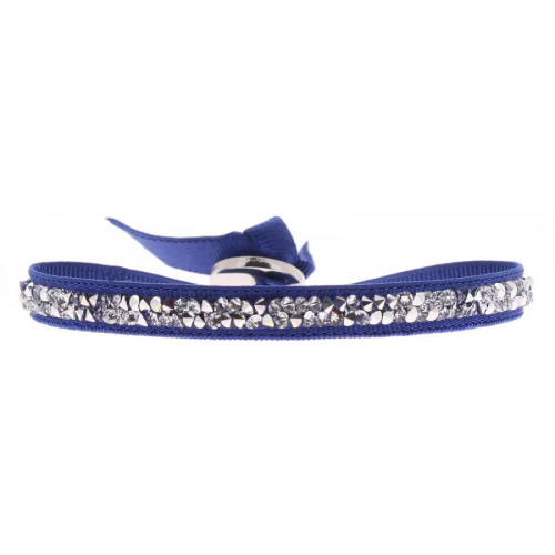 Les Interchangeables - Bracelet Les Interchangeables A31842 - Bracelet Tissu Bleu Cristaux Swarovski - Bracelet femme
