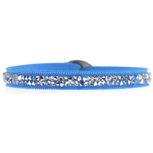 Les Interchangeables - Bracelet Les Interchangeables A24960 - Bracelet Tissu Turquoise Cristaux Swarovski - Bracelet femme