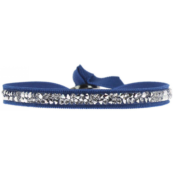 Bracelet Les Interchangeables A24959 - Bracelet Tissu Bleu Cristaux Swarovski Les Interchangeables Bleu Les Interchangeables Mode femme