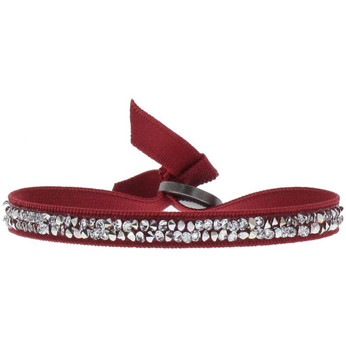Les Interchangeables - Bracelet Les Interchangeables A24935 - Bracelet Tissu Rouge Cristaux Swarovski - Bracelet femme