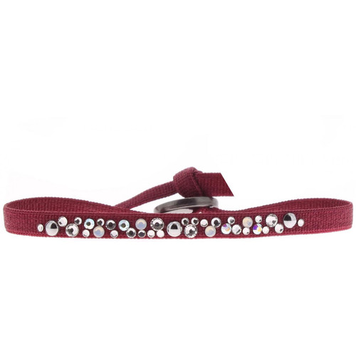 Les Interchangeables - Bracelet Les Interchangeables A41181 - Bracelet Tissu Acier Rouge - Promo Mode femme
