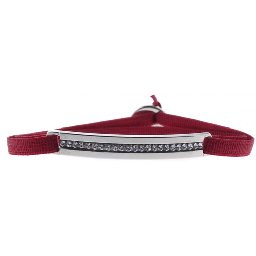 Les Interchangeables - Bracelet Les Interchangeables A41184 - Bracelet Tissu Rouge Cristaux Swarovski - Bracelet femme