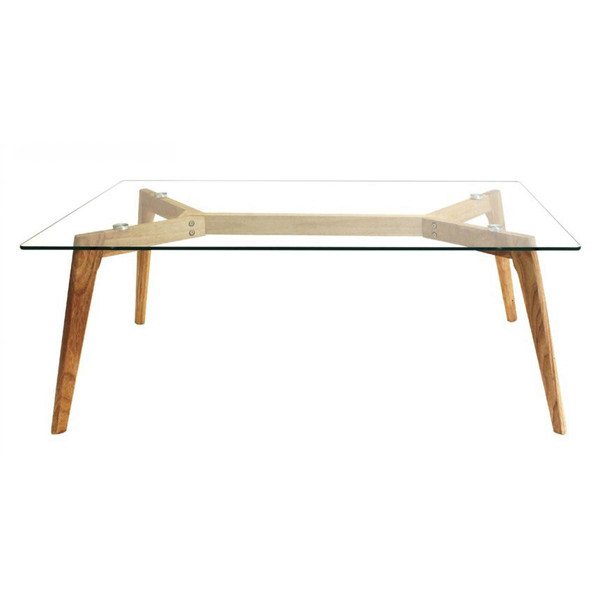 Table Basse Rectangulaire En Verre 110x60 cm PETSAMO Beige 3S. x Home Meuble & Déco