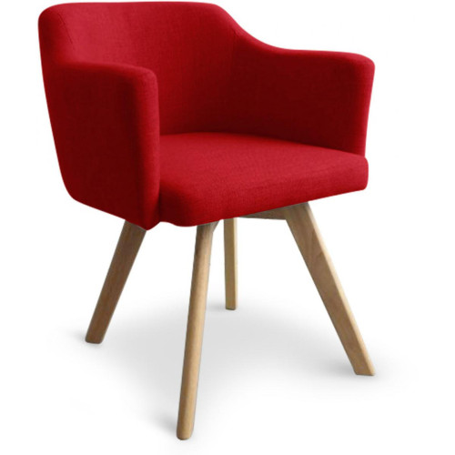 3S. x Home - Fauteuil Scandinave Rouge LAYAL - Fauteuil rouge design