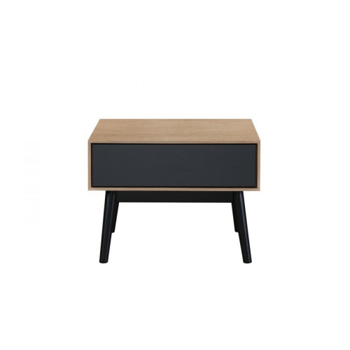 3S. x Home - Table d\'appoint Bois Noir 1 tiroir HOURN - Mobilier Deco