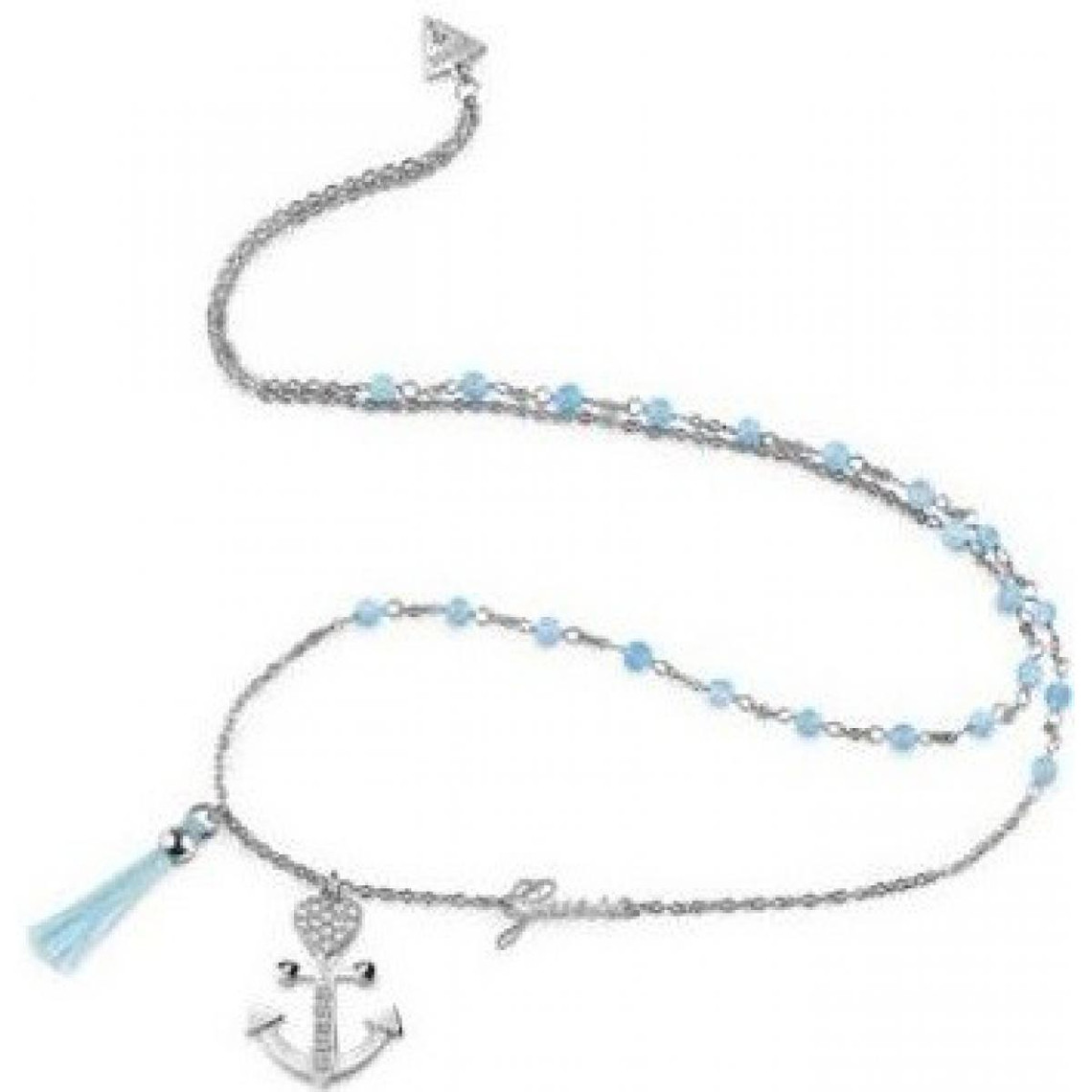 collier et pendentif ubn85113 - talisman acier bleu ciel et pendentif ancre guess bijoux