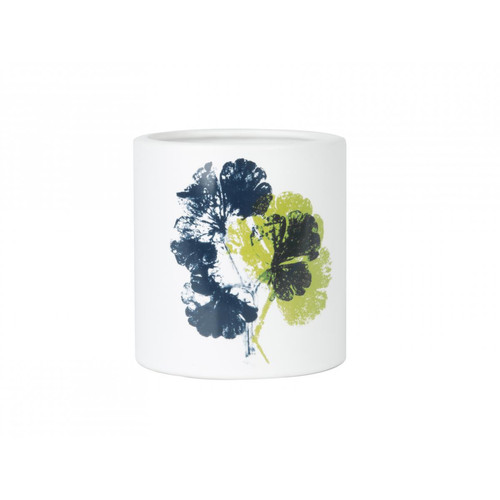 3S. x Home - Pot de Fleur Médium Blanc Feuilles Bleues ARICH - Mobilier Deco