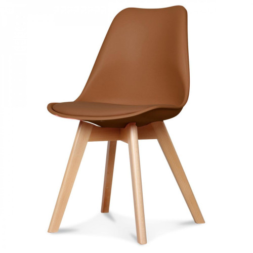 3S. x Home - Chaise DESIGN STYLE Scandinave Caramel ESBEN - Chaise Design