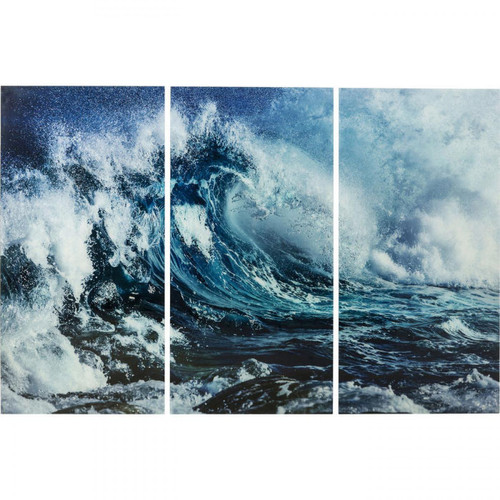 Kare Design - Tableau Triptyque Wave Bleu NAZARE - Tableau, toile