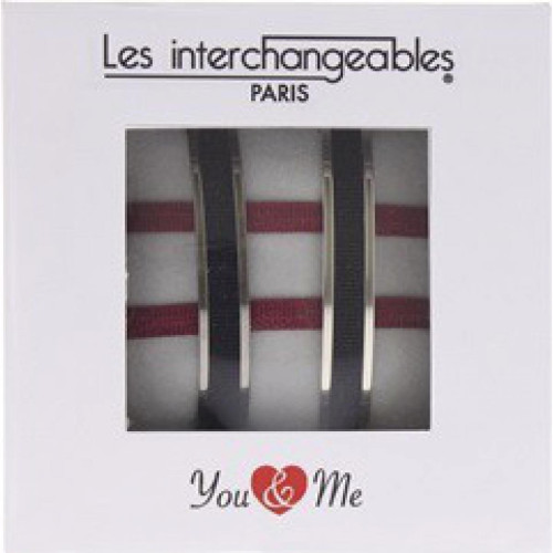 Les Interchangeables - Coffret Les Interchangeables A47681 - Jonc Et Ruban You And Me Ornements Palladium / Cristal - Coffret bijoux