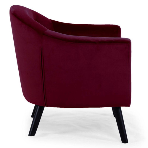 Fauteuil Scandinave Velours Rouge OLAF 3S. x Home
