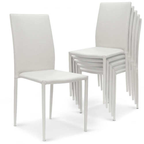 3S. x Home - Lot de 6 Chaises Empilables Blanc PRAIA - Chaise
