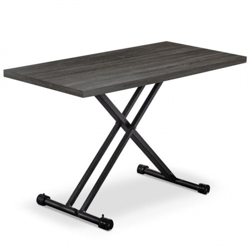 3S. x Home - Table Rectangulaire Réglable en Hauteur Gris Foncé BARGNY - Table Salle A Manger Design