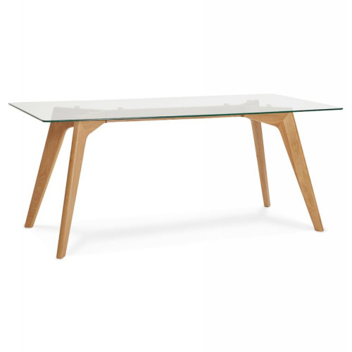 3S. x Home - Table à Manger Scandinave Verre Bois TAMPERE - Table Salle A Manger Design