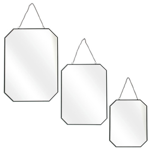 3S. x Home - Miroir Angles Obliques X3 Tailles Finition Noir - Miroirs