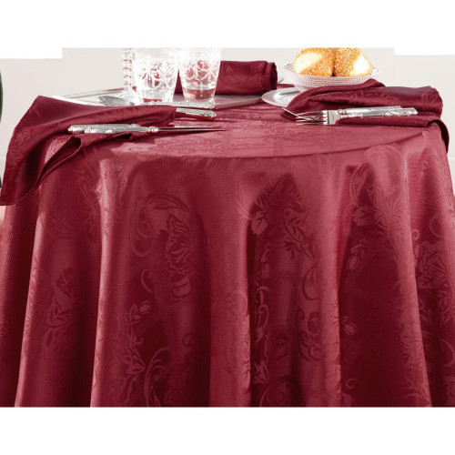 Becquet - Lot De 3 Serviettes Damassé Polyester Nydel® Rouge 45 x 45 cm - Serviette de table