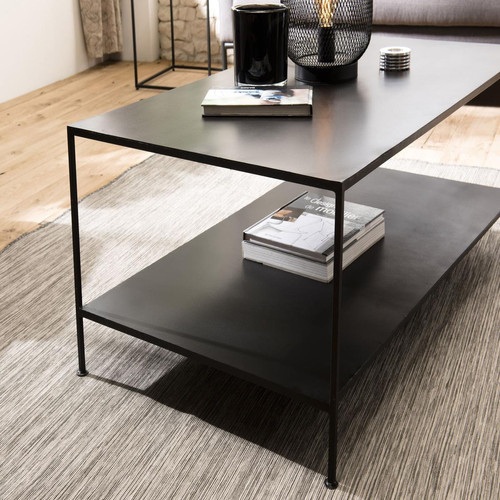 Macabane - Table Basse Rectangulaire Métal Industrielle - Table d appoint noire