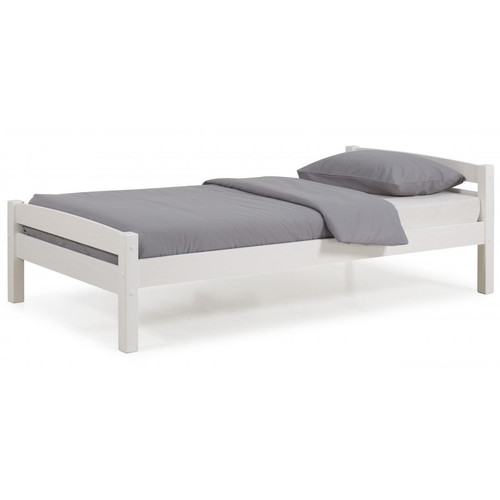 3S. x Home - Lit Simple NICOLE Blanc 90x190 Cm - Sélection meuble & déco Intemporel