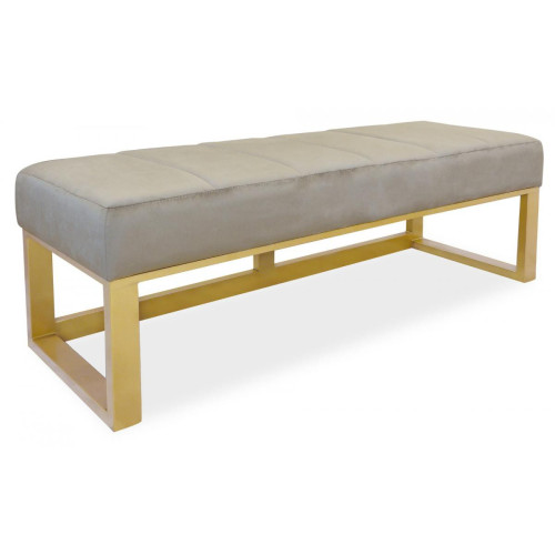 3S. x Home - Banquette Hoxton Velours Taupe Pieds Or - Banquette