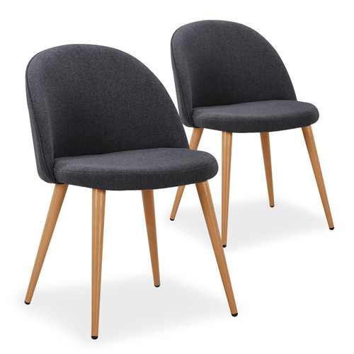 3S. x Home - Lot de 2 chaises scandinaves Maury tissu Gris Foncé - Chaise Et Tabouret Et Banc Design