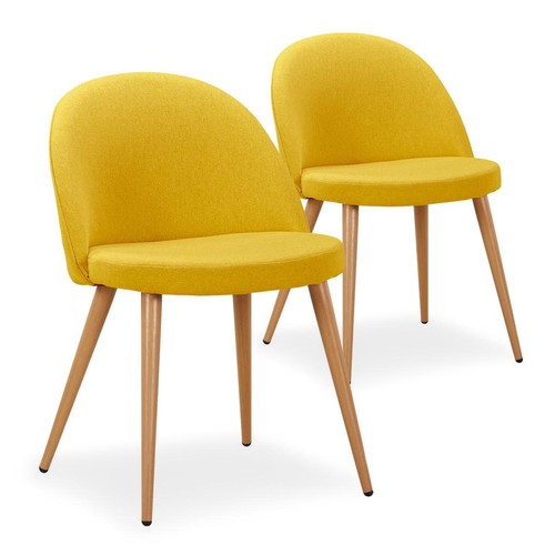 3S. x Home - Lot de 2 chaises scandinaves Maury tissu Jaune - Chaise Et Tabouret Et Banc Design