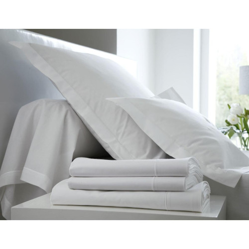 Blanc des Vosges - Drap Housse Percale Uni Blanc Elastiqué Bonnet 40 cm - Linge de lit fabrique en france
