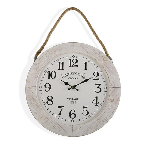 3S. x Home - Horloge Murale Blanc En Bois LUMI 50cm - Horloges Design