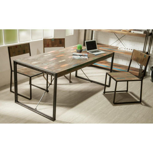 3S. x Home - Table de repas LOFT Teck recyclé  - Table Salle A Manger Design
