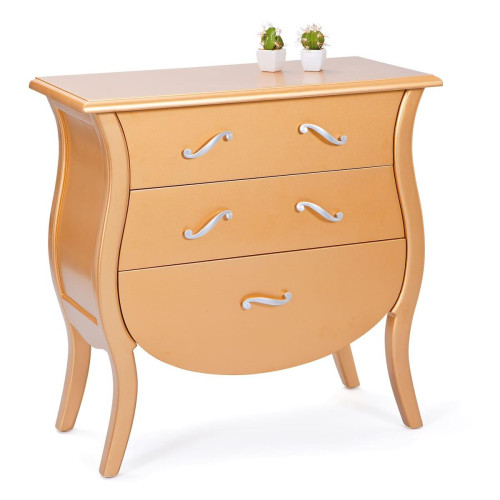 3S. x Home - Commode BAROKKO Or & Argent 3 Tiroirs - Soldes Commode