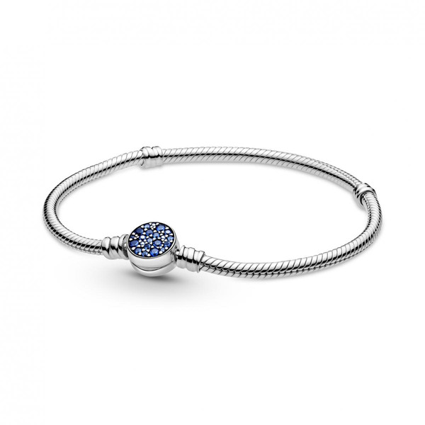 Bracelet Maille Serpent Fermoir Médaillon Bleu Pandora Bijoux - Argent Pandora