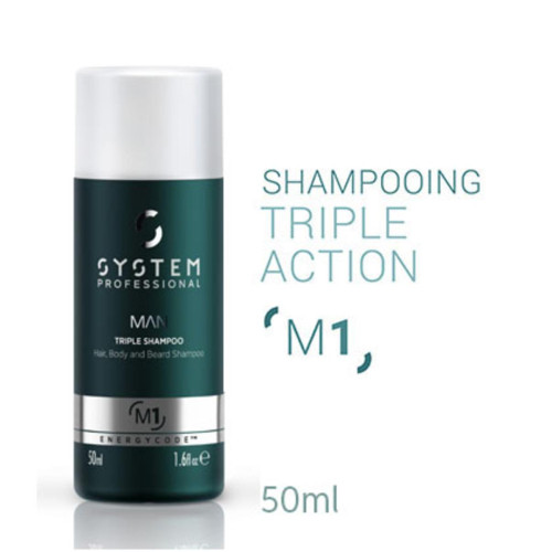 System Professional H - Shampoing triple usage cheveux, corps et barbe - Soins cheveux homme