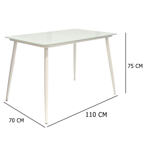 3S. x Home - Table de Repas en Verre Blanc 110X70cm - Table basse blanche design