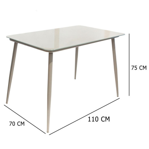 3S. x Home - Table de Repas en Verre Gris 110X70cm - Table