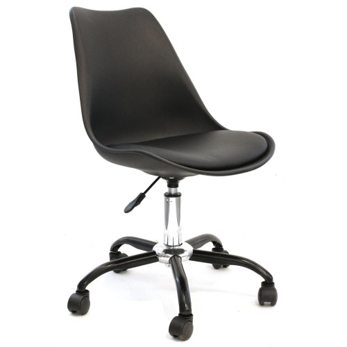 3S. x Home - Chaise à Roulette KIRUNA Noir - Chaise De Bureau Design