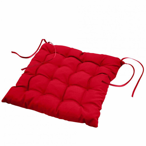 Douceur d'Intérieur - Assise Matelassée 40 X 40 Cm Coton Uni Charline Rouge - Galette de chaise