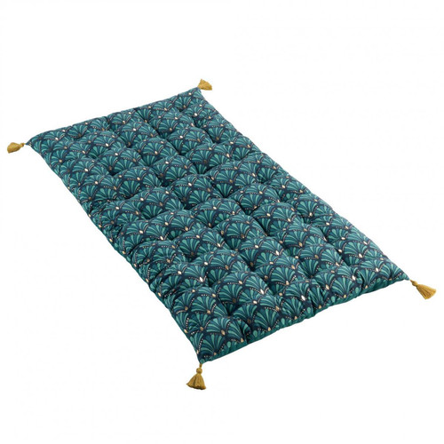 Douceur d'Intérieur - Matelas de Sol 60 x 120 cm Coton Imprimé Métallisé ARTCHIC Bleu - Rideaux & déco