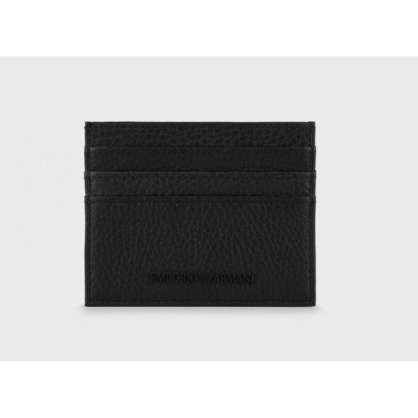Porte-Carte - Credit Card Holder noir en cuir Noir Emporio Armani Maroquinerie LES ESSENTIELS HOMME