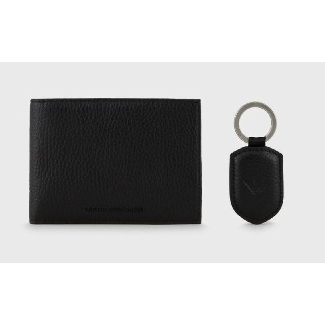 portefeuille & porte-cle - gift set noir en cuir
