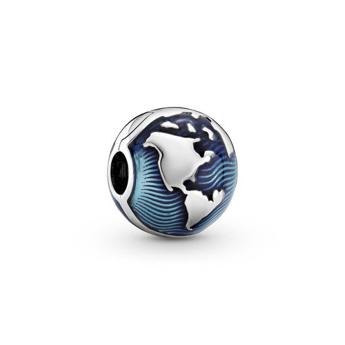Pandora - Charm Clip Globe Bleu Pandora Places - Argent - Bijoux femme