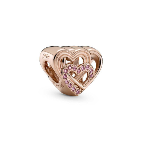 Pandora - Charms Cœurs d'Amour Entrelacés Pandora Moments - Métal Doré à l'or Rose fin 585/1000 - Charm pandora