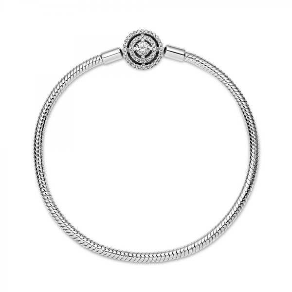 Bracelet Maille Serpent Halo de cristaux blanc Pandora Moments - Argent Pandora