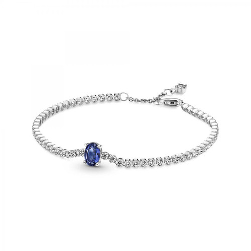 Pandora - Bracelet Rivière Pavé avec cristal bleu oval centré Pandora Timeless - Argent - Pandora Bijoux Charms