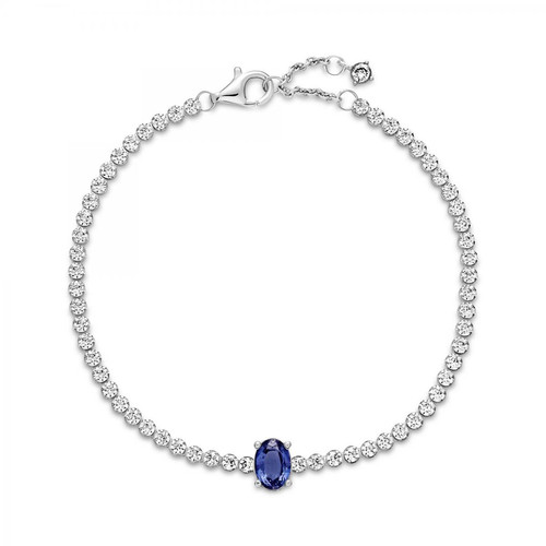 Bracelet Rivière Pavé avec cristal bleu oval centré Pandora Timeless - Argent Pandora