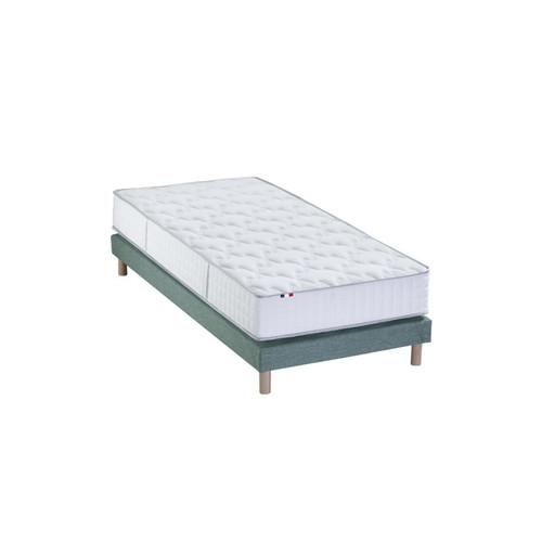 Ensemble Matelas Ressorts 7 zones COSMA + Sommier - Made in France - Sommier Vert céladon Matelas ressorts