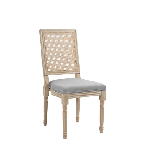 3S. x Home - Lot de 2 chaises en bois massif et en tissu Gris Foncé - Chaise