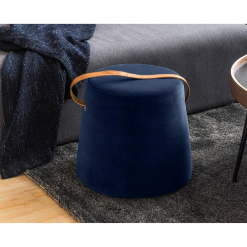3S. x Home - Pouf en Velours Bleu Style Scandinave - Pouf Design
